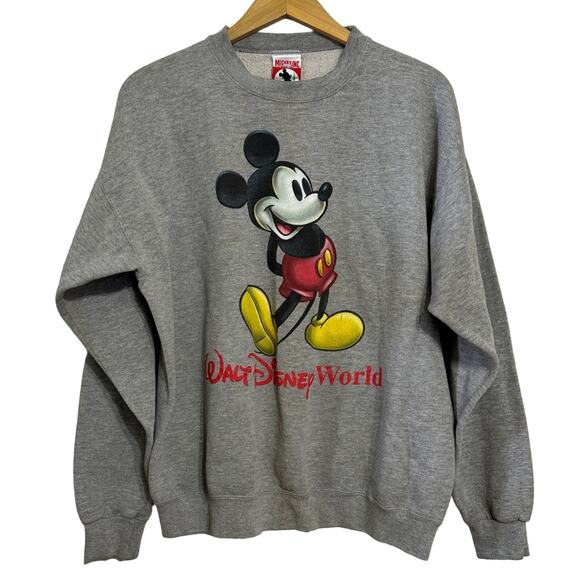 Vintage 90s Walt Disney World Mickey Mouse Sweatshirt Gray Rare Size XL - Picture 1 of 5